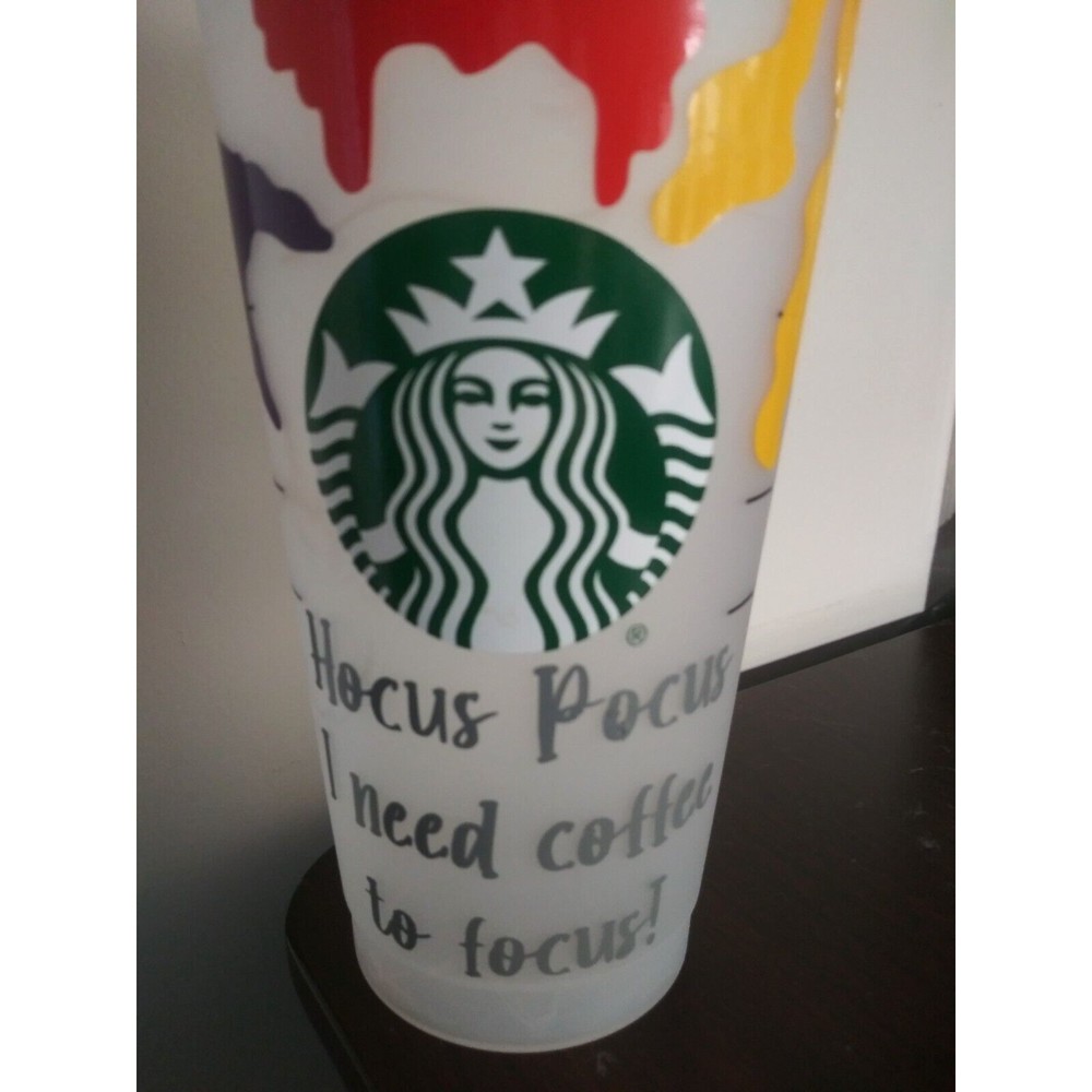STARBUCKS Halloween 2020 Hocus Pocus I NEED COFFEE TO FOCUS Reusable Cup 24 oz - Picture 2 of 11